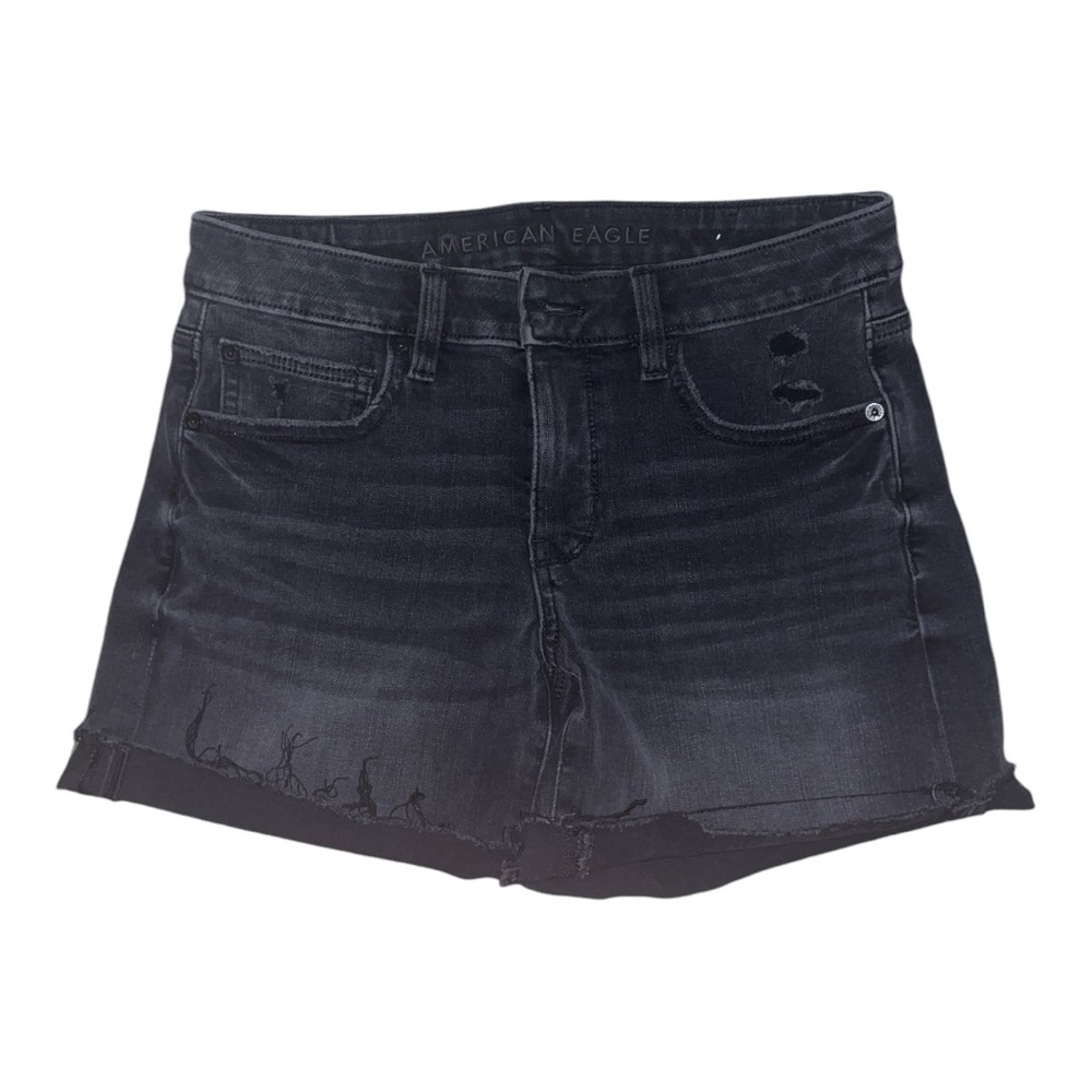American Eagle Black Distressed Denim Shorts, Size 6